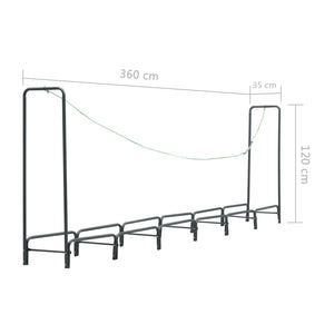 Ράφι Καυσόξυλων Ανθρακί 360 x 35 x 120 εκ. Ατσάλινο - PAKOBAZAAR
