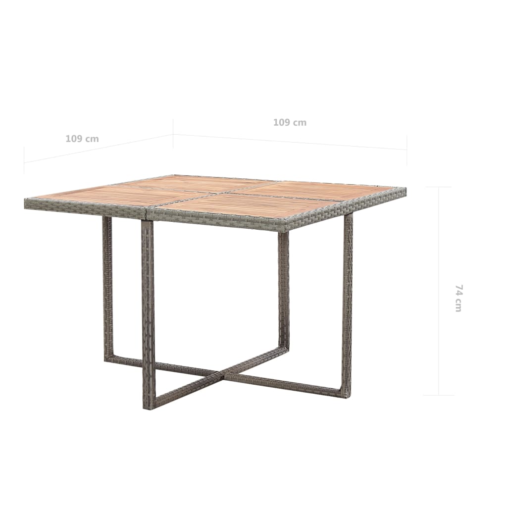 Σετ Τραπεζαρίας Εξ. Χώρου 9 τεμ. Ανθρακί Συνθ Ρατάν + Μαξιλάρια