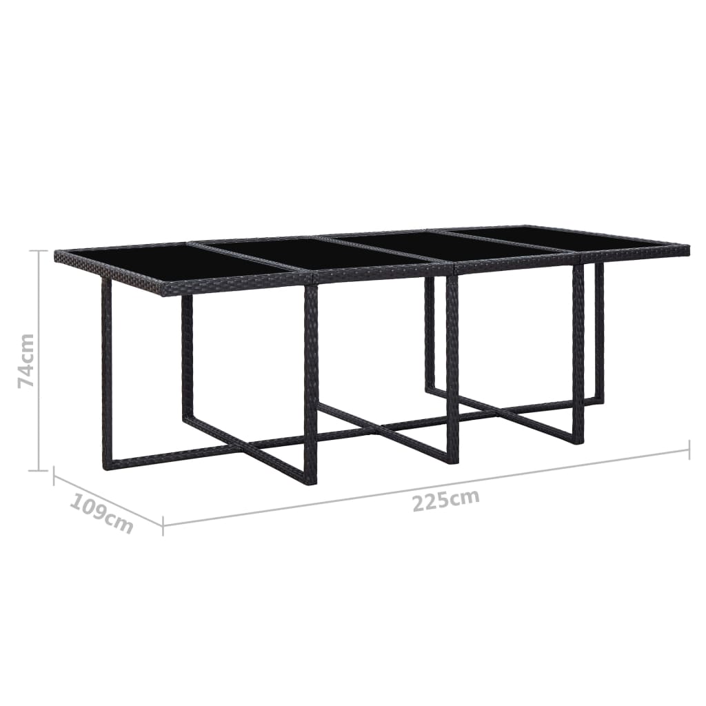 Σετ Τραπεζαρίας Εξ. Χώρου 13 τεμ Μαύρο Συνθ. Ρατάν με Μαξιλάρια