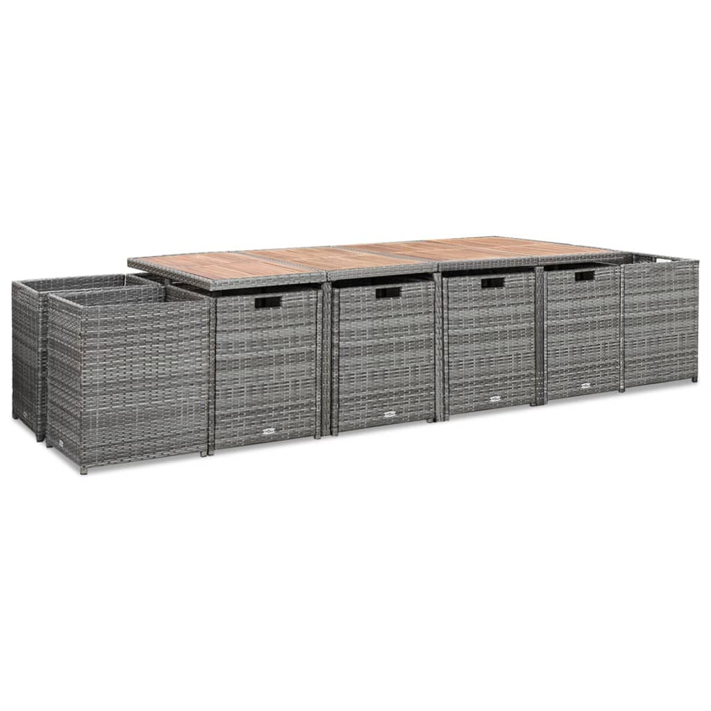 Σετ Τραπεζαρίας Εξ. Χώρου 13 τεμ Ανθρακί Συνθ Ρατάν + Μαξιλάρια