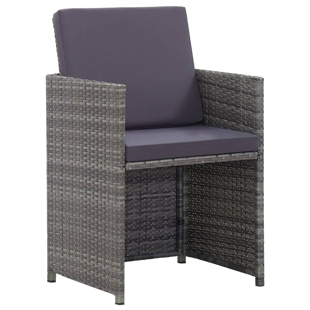 Σετ Τραπεζαρίας Εξ. Χώρου 13 τεμ Ανθρακί Συνθ Ρατάν + Μαξιλάρια