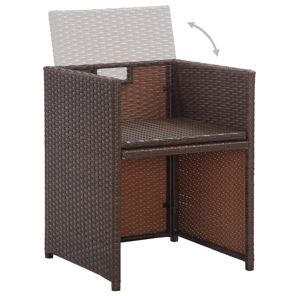 Σετ Τραπεζαρίας Εξ. Χώρου 15 τεμ. Καφέ Συνθ. Ρατάν με Μαξιλάρια - Pakobazaar