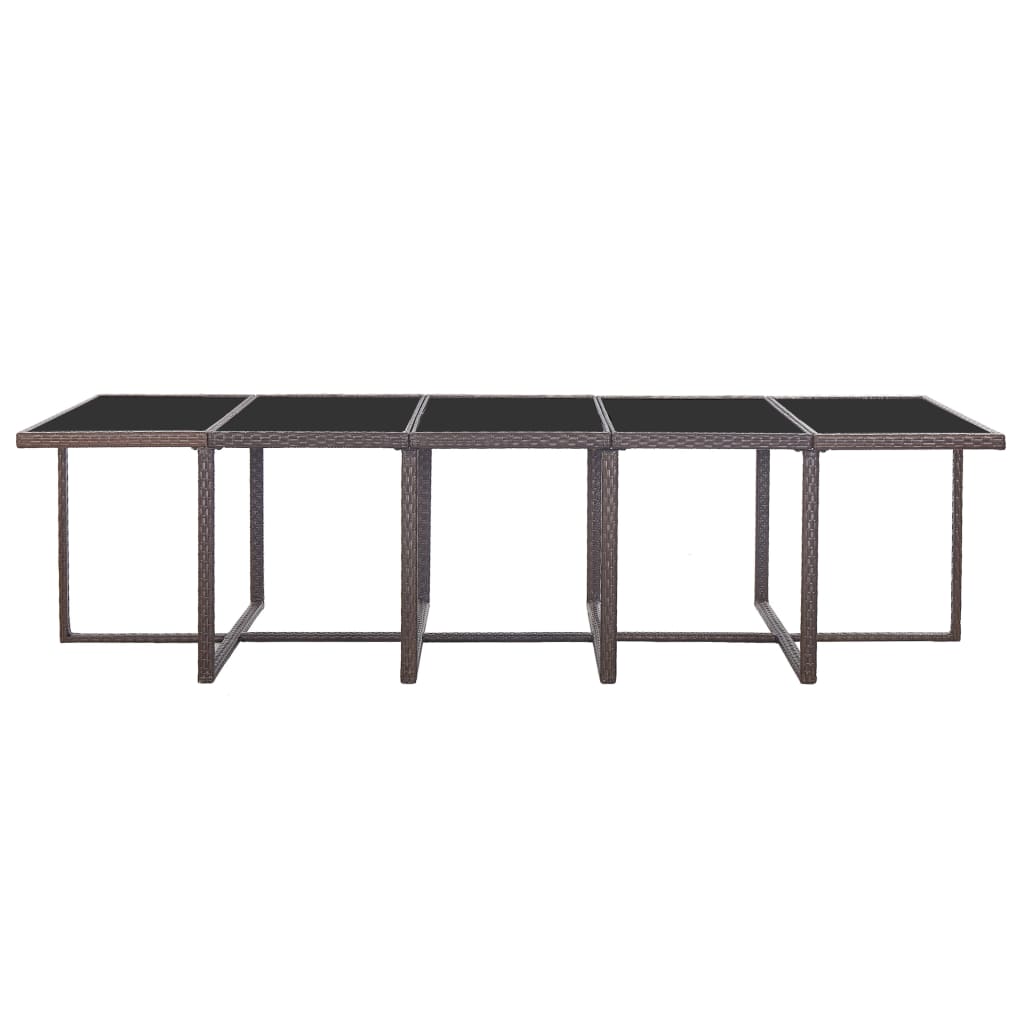 Σετ Τραπεζαρίας Εξ. Χώρου 15 τεμ. Καφέ Συνθ. Ρατάν με Μαξιλάρια - Pakobazaar