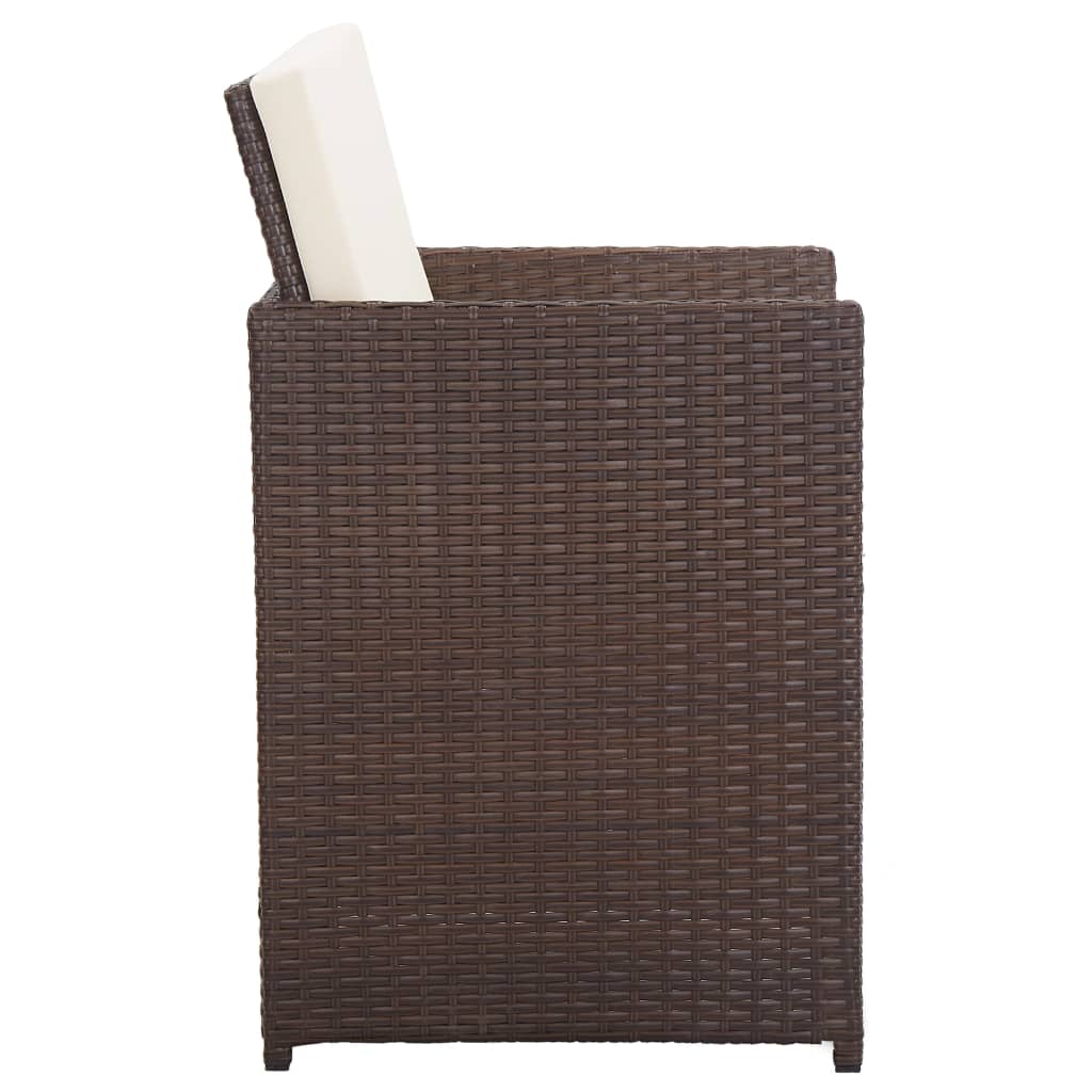 Σετ Τραπεζαρίας Εξ. Χώρου 15 τεμ. Καφέ Συνθ. Ρατάν με Μαξιλάρια - Pakobazaar