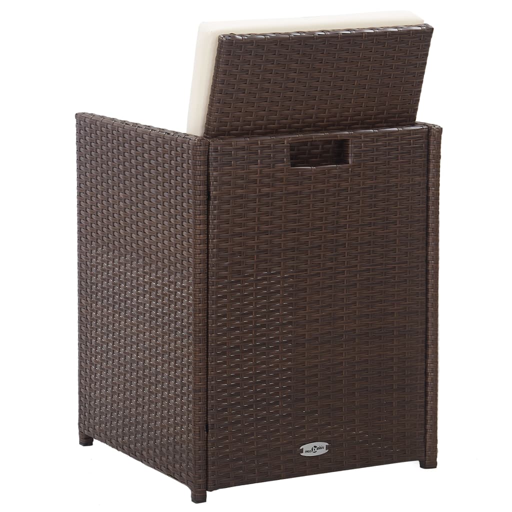 Σετ Τραπεζαρίας Εξ. Χώρου 15 τεμ. Καφέ Συνθ. Ρατάν με Μαξιλάρια - Pakobazaar