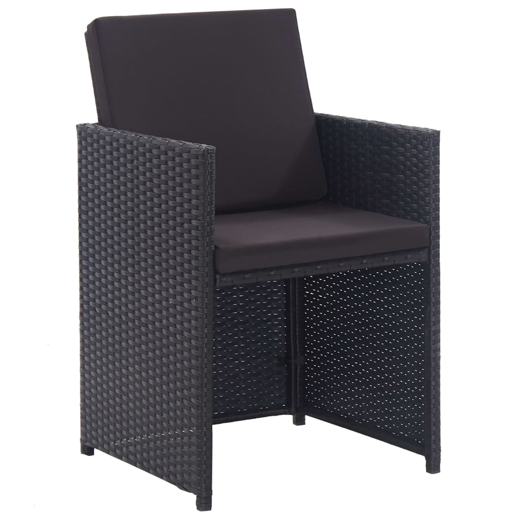 Σετ Τραπεζαρίας Εξ. Χώρου 15 τεμ. Μαύρο Συνθ. Ρατάν + Μαξιλάρια