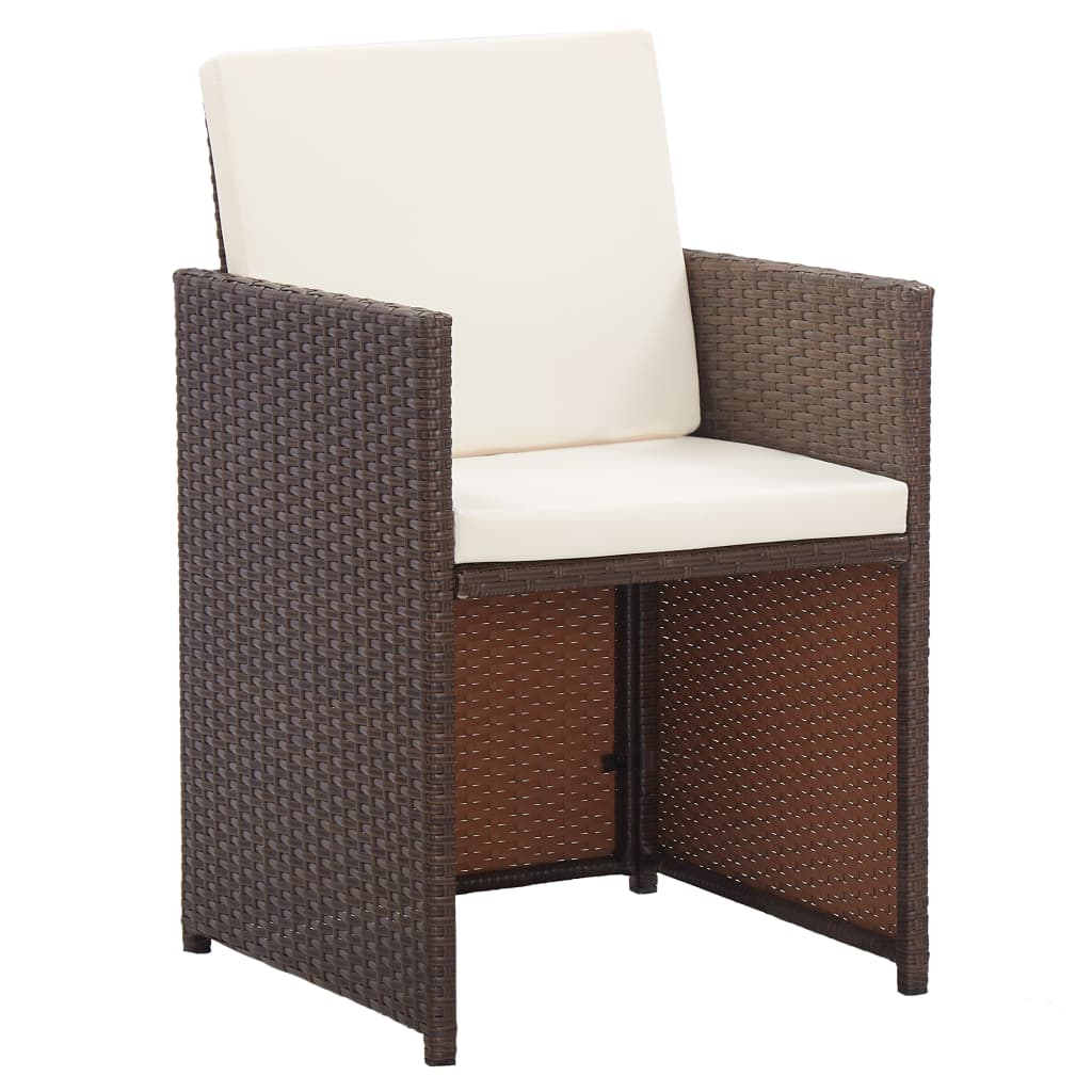 Σετ Τραπεζαρίας Εξ. Χώρου 17 τεμ. Καφέ Συνθ. Ρατάν με Μαξιλάρια - Pakobazaar