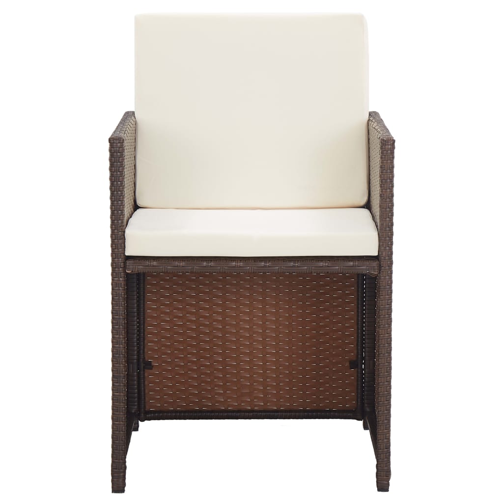 Σετ Τραπεζαρίας Εξ. Χώρου 17 τεμ. Καφέ Συνθ. Ρατάν με Μαξιλάρια - Pakobazaar