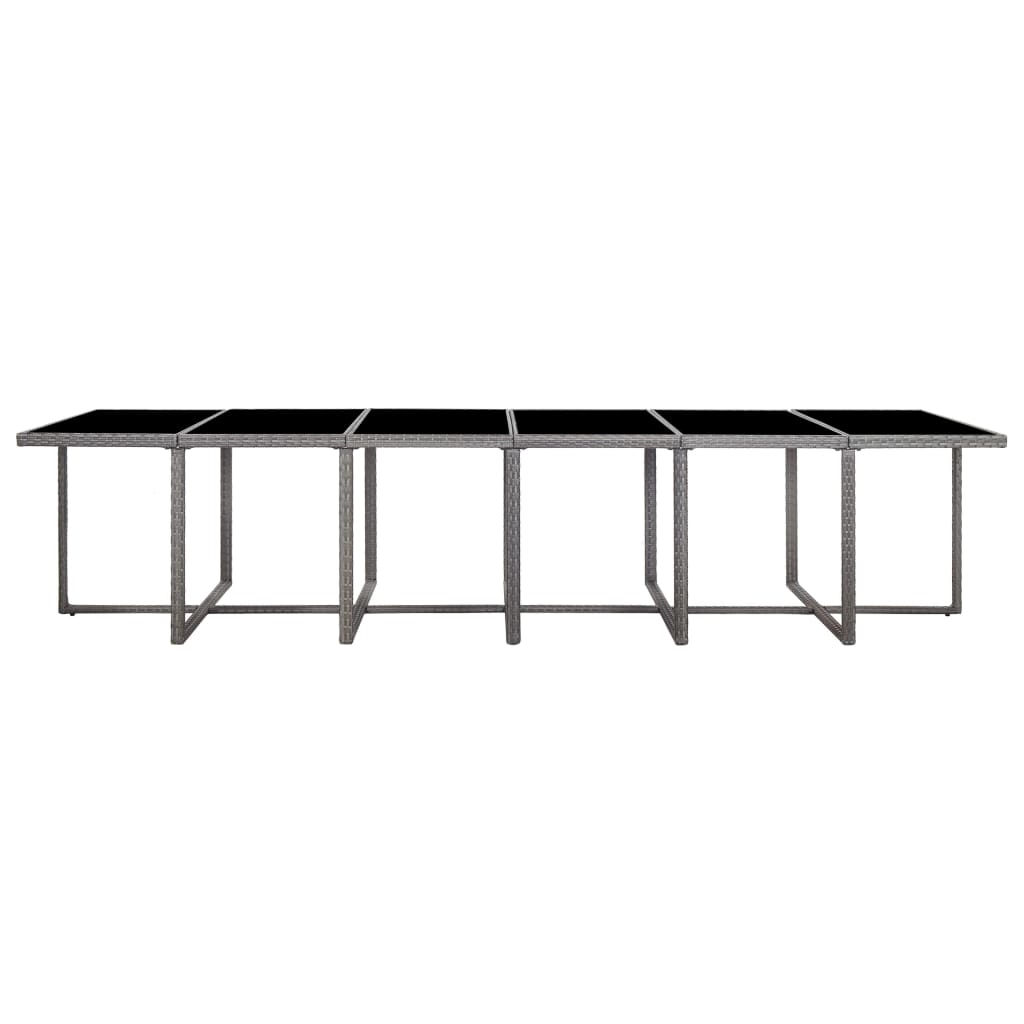 Σετ Τραπεζαρίας Εξ. Χώρου 17 τεμ. Γκρι Συνθ. Ρατάν με Μαξιλάρια