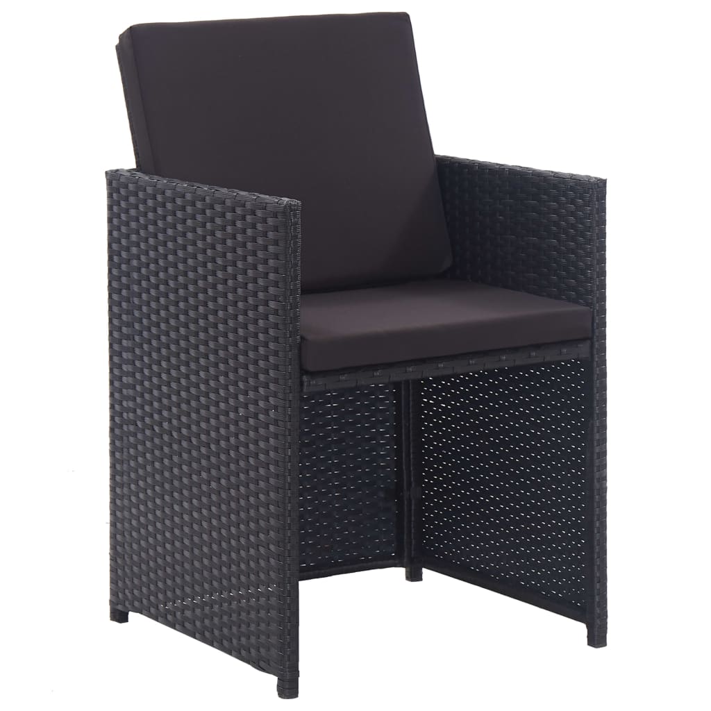 Σετ Τραπεζαρίας Εξ. Χώρου 17 τεμ Μαύρο Συνθ. Ρατάν με Μαξιλάρια