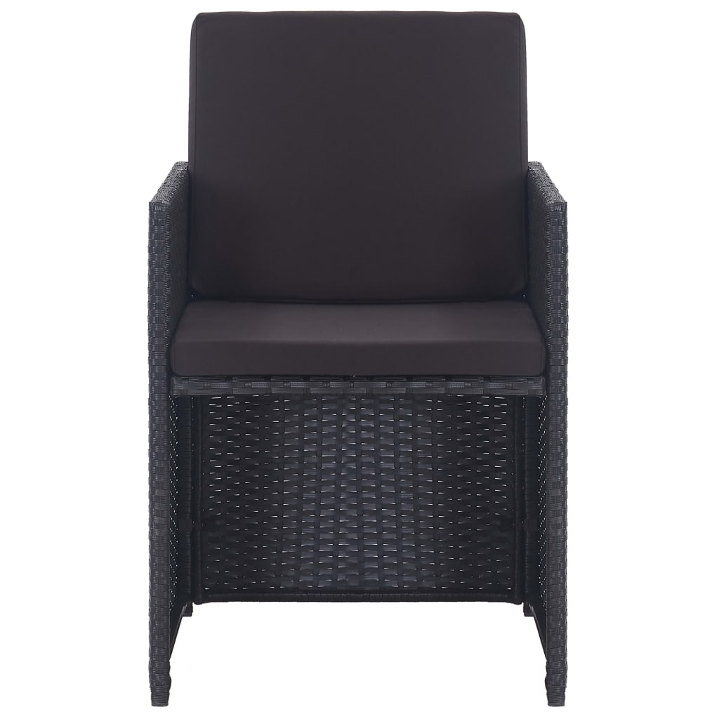 Σετ Τραπεζαρίας Εξ. Χώρου 17 τεμ Μαύρο Συνθ. Ρατάν με Μαξιλάρια