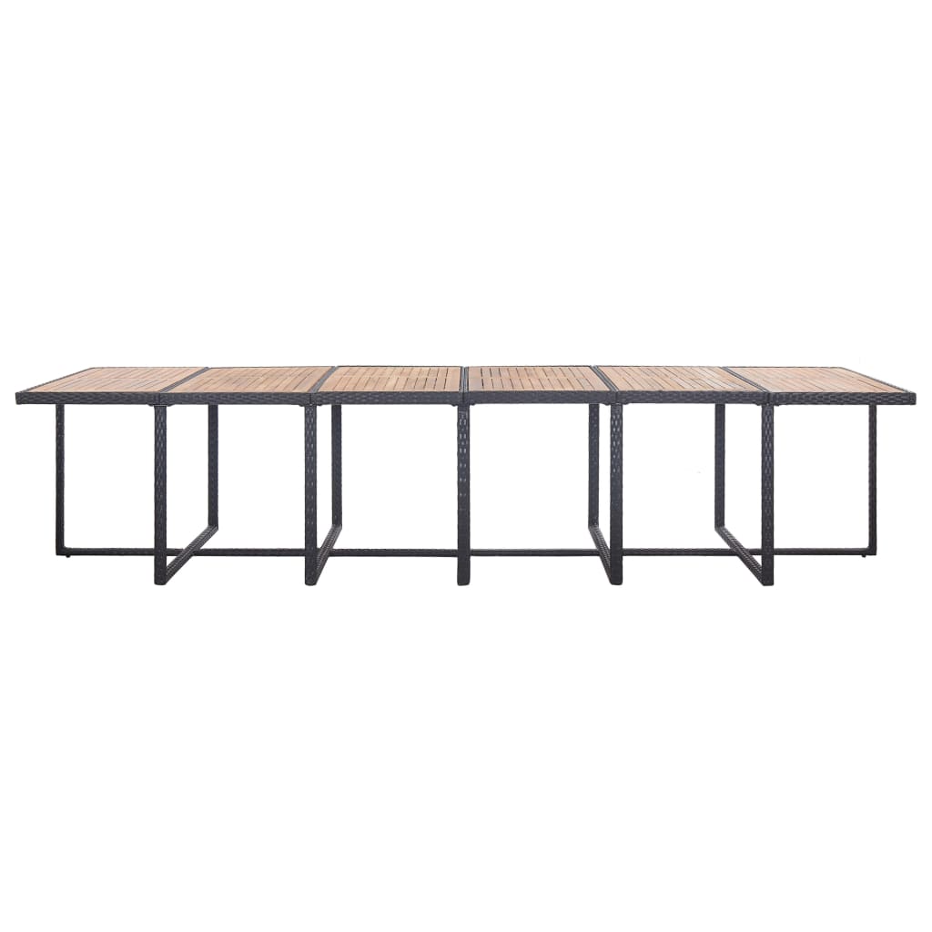 Σετ Τραπεζαρίας Εξ. Χώρου 17 τεμ Μαύρο Συνθ. Ρατάν με Μαξιλάρια