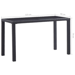 Τραπέζι Κήπου Μαύρο 123 x 60 x 74 εκ. από Συνθετικό Ρατάν