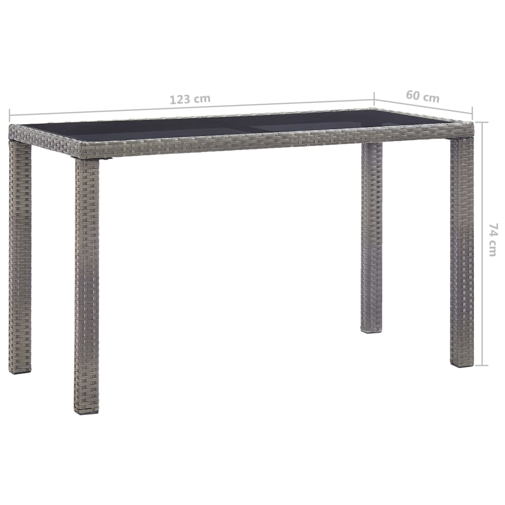 Τραπέζι Κήπου Ανθρακί 123 x 60 x 74 εκ. από Συνθετικό Ρατάν - Pakobazaar