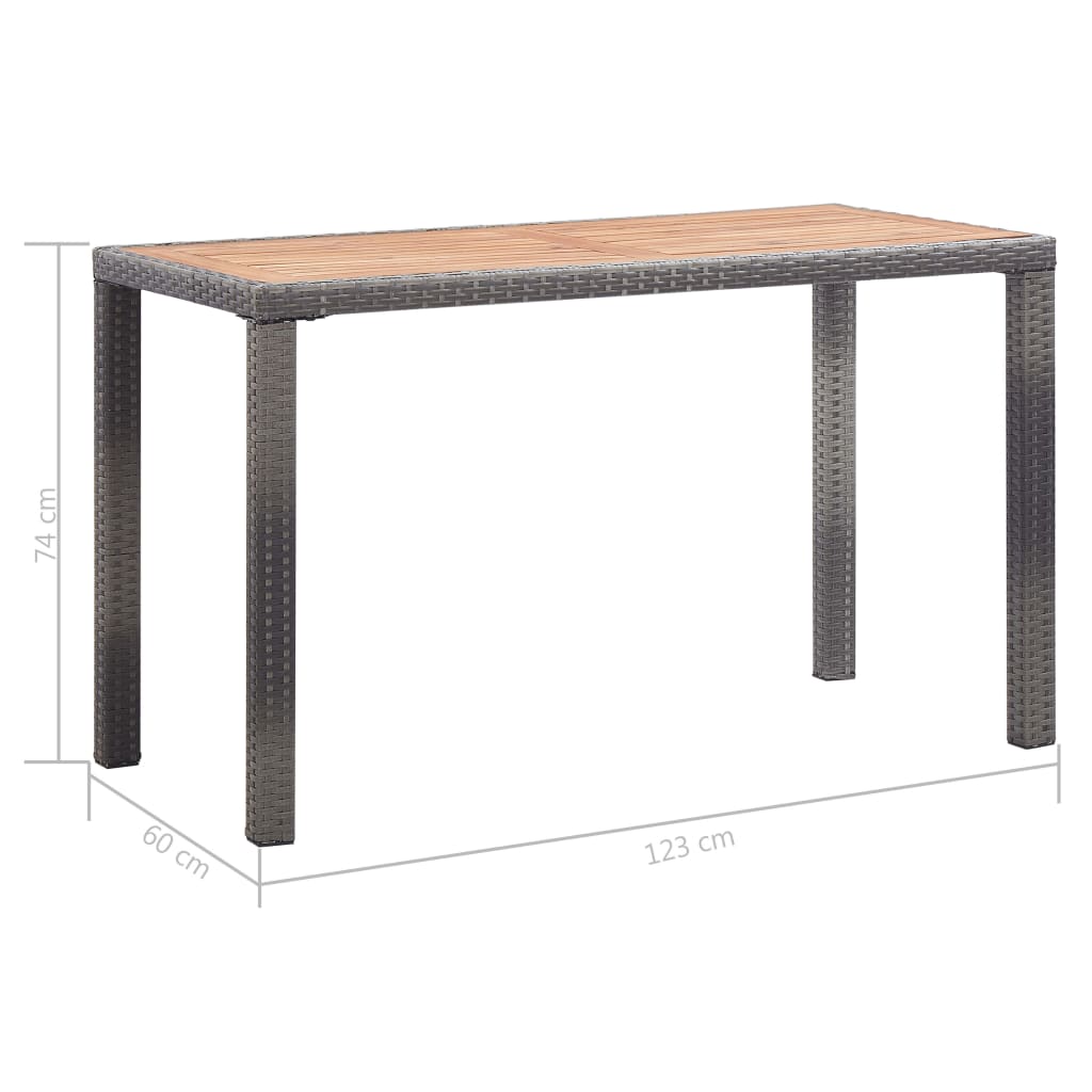 Τραπέζι Κήπου Ανθρακί/Καφέ 123x60x74 εκ. από Μασίφ Ξύλο Ακακίας