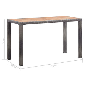 Τραπέζι Κήπου Ανθρακί/Καφέ 123x60x74 εκ. από Μασίφ Ξύλο Ακακίας