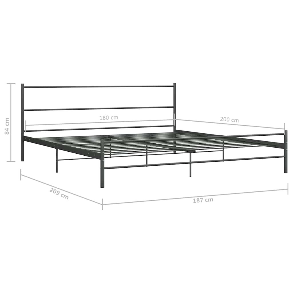 Πλαίσιο Κρεβατιού Γκρι 180 x 200 εκ. Μεταλλικό - PAKOBAZAAR