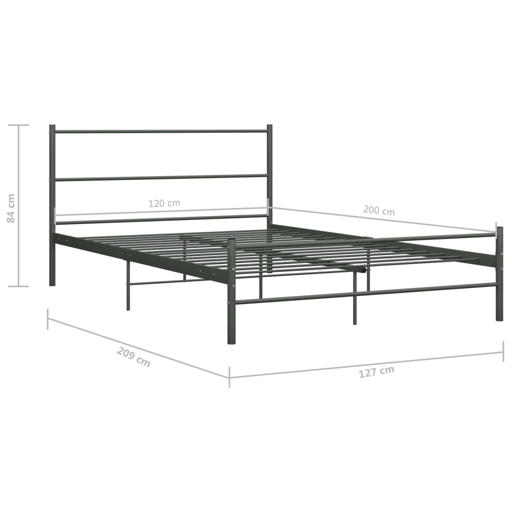 Πλαίσιο Κρεβατιού Γκρι 120 x 200 εκ. Μεταλλικό - PAKOBAZAAR