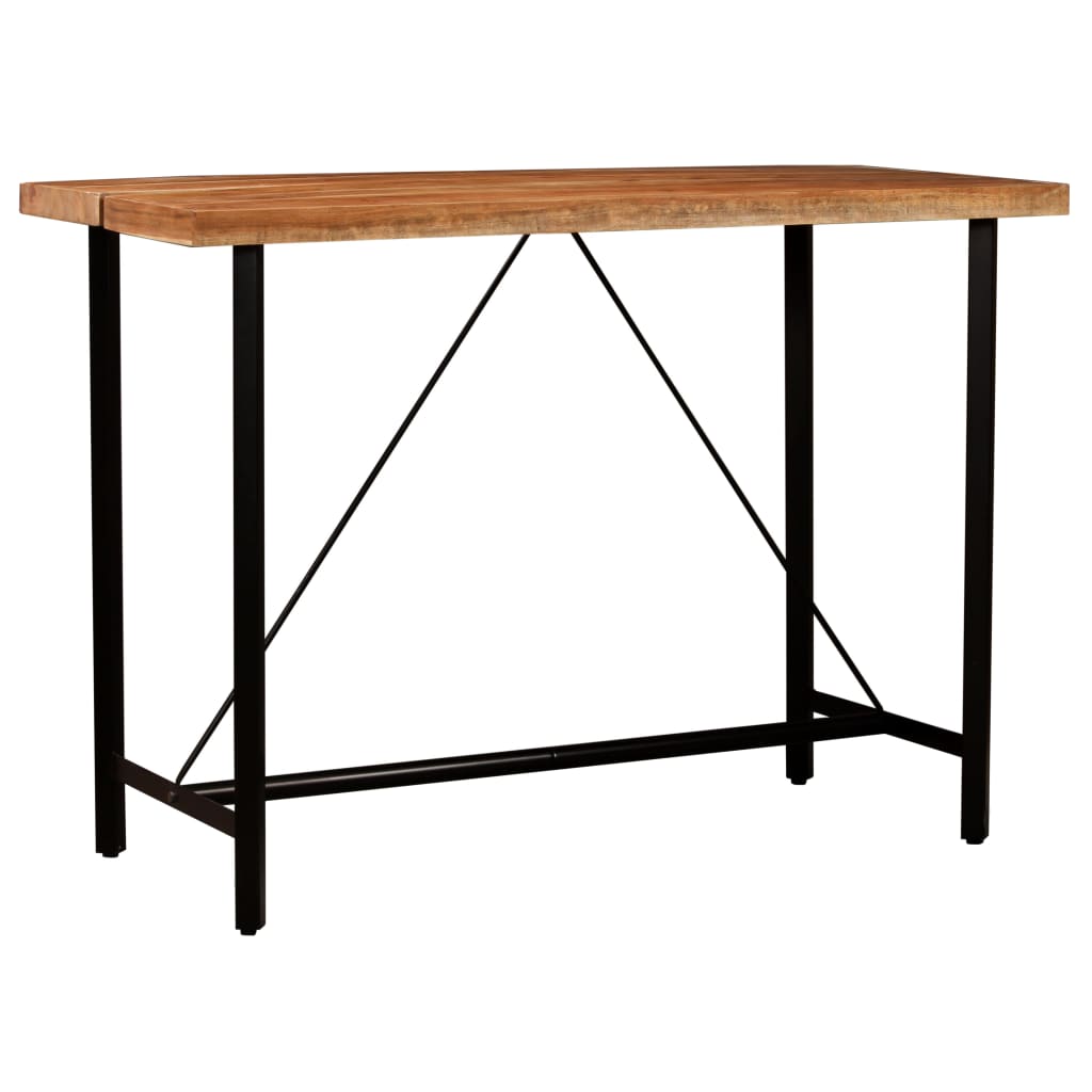 Σετ Επίπλων Μπαρ 5 τεμ. Μασίφ Ξύλο / Γνήσιο Δέρμα - PAKOBAZAAR