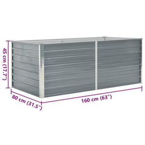 Ζαρντινιέρα Ψηλή Γκρι 160 x 80 x 45 εκ. Γαλβανισμένος Χάλυβας - Pakobazaar