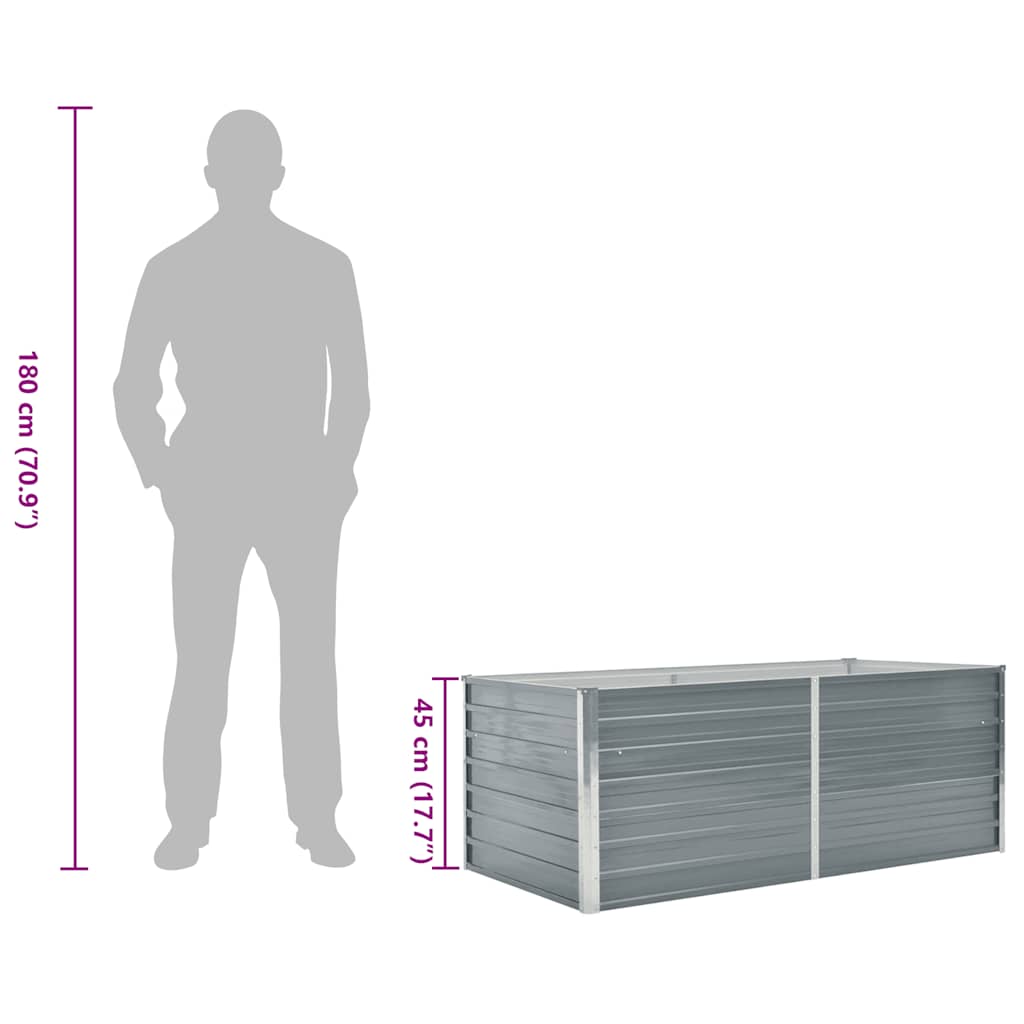 Ζαρντινιέρα Ψηλή Γκρι 160 x 80 x 45 εκ. Γαλβανισμένος Χάλυβας - Pakobazaar