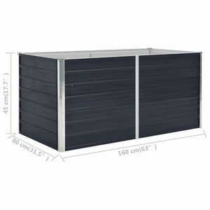 Ζαρντινιέρα Ψηλή Ανθρακί 160x80x45 εκ. Γαλβανισμένος Χάλυβας - Pakobazaar