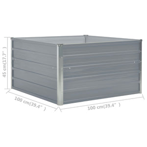 Ζαρντινιέρα Ψηλή Γκρι 100 x 100 x 45 εκ. Γαλβανισμένος Χάλυβας - Pakobazaar