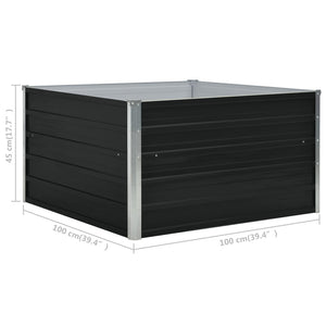 Ζαρντινιέρα Ψηλή Ανθρακί 100x100x45 εκ. Γαλβανισμένος Χάλυβας - Pakobazaar