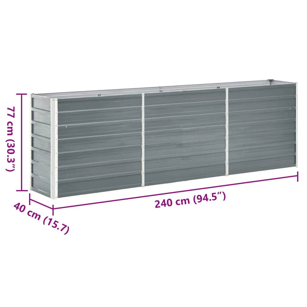 Ζαρντινιέρα Υπερυψωμένη Γκρι 240x40x77 εκ. Γαλβανισμ. Χάλυβας - Pakobazaar