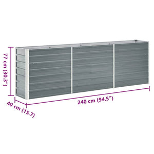 Ζαρντινιέρα Υπερυψωμένη Γκρι 240x40x77 εκ. Γαλβανισμ. Χάλυβας - Pakobazaar