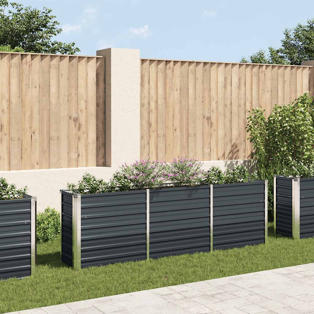 Ζαρντινιέρα Υπερυψωμένη Ανθρακί 240x40x77 εκ. Γαλβαν. Χάλυβας - Pakobazaar