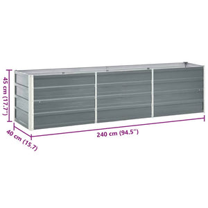 Ζαρντινιέρα Υπερυψωμένη Γκρι 240x40x45 εκ. Γαλβανισμ. Χάλυβας - Pakobazaar