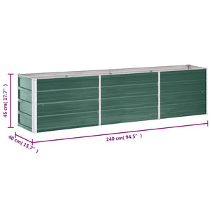 Ζαρντινιέρα Υπερυψωμένη Πράσινη 240x40x45 εκ. Γαλβαν. Χάλυβας - Pakobazaar
