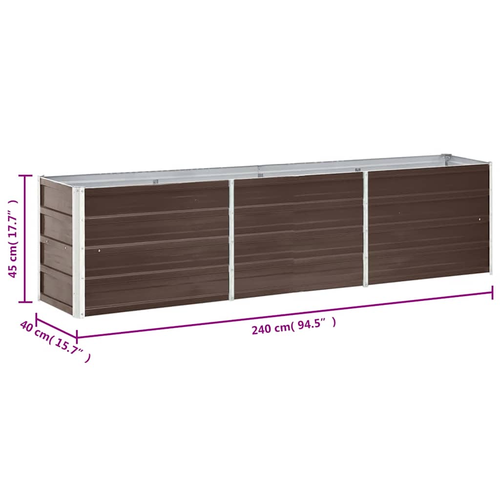 Ζαρντινιέρα Υπερυψωμένη Καφέ 240x40x45 εκ. Γαλβανισμ. Χάλυβας - Pakobazaar
