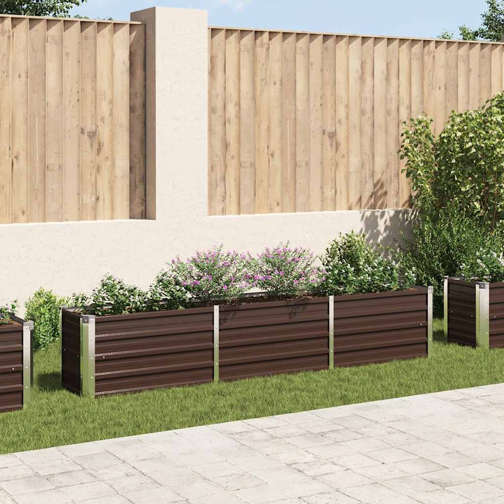 Ζαρντινιέρα Υπερυψωμένη Καφέ 240x40x45 εκ. Γαλβανισμ. Χάλυβας - Pakobazaar