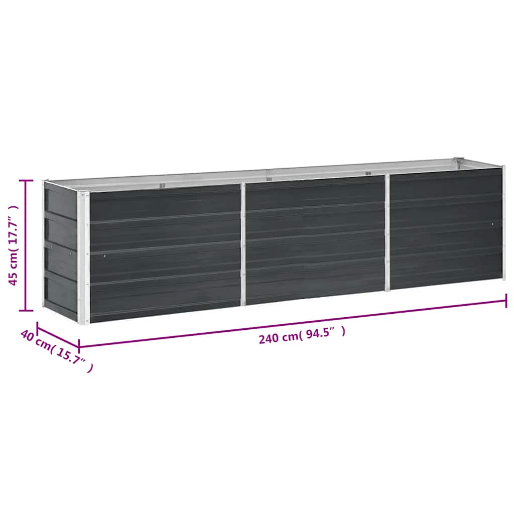 Ζαρντινιέρα Υπερυψωμένη Ανθρακί 240x40x45 εκ. Γαλβαν. Χάλυβας - Pakobazaar