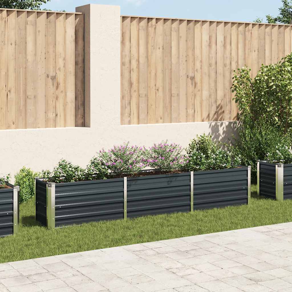Ζαρντινιέρα Υπερυψωμένη Ανθρακί 240x40x45 εκ. Γαλβαν. Χάλυβας - Pakobazaar