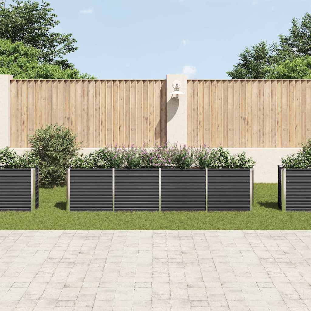 Ζαρντινιέρα Ψηλή Ανθρακί 320x40x77 εκ. Γαλβανισμένος Χάλυβας - Pakobazaar