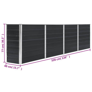 Ζαρντινιέρα Ψηλή Ανθρακί 320x40x77 εκ. Γαλβανισμένος Χάλυβας - Pakobazaar