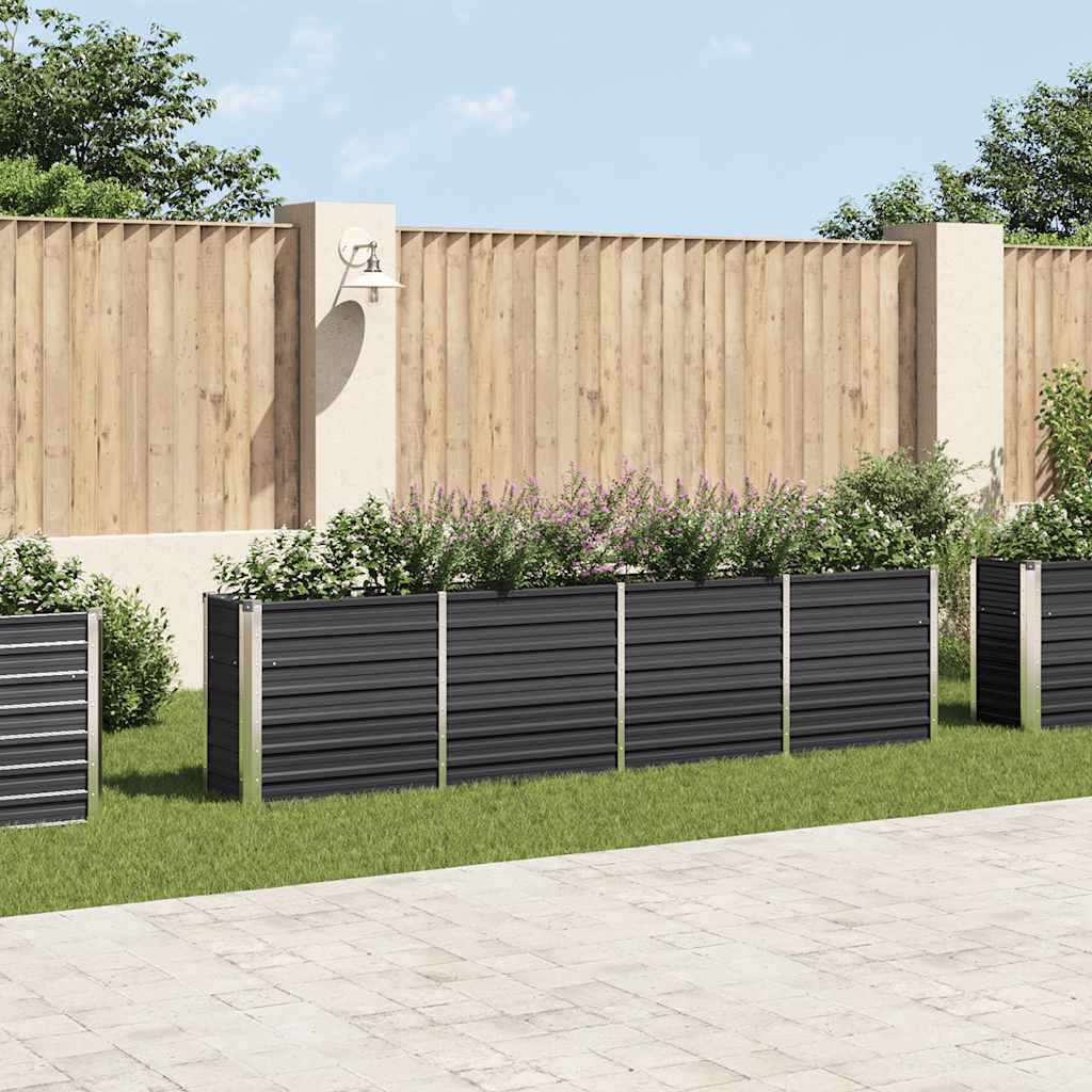 Ζαρντινιέρα Ψηλή Ανθρακί 320x40x77 εκ. Γαλβανισμένος Χάλυβας - Pakobazaar