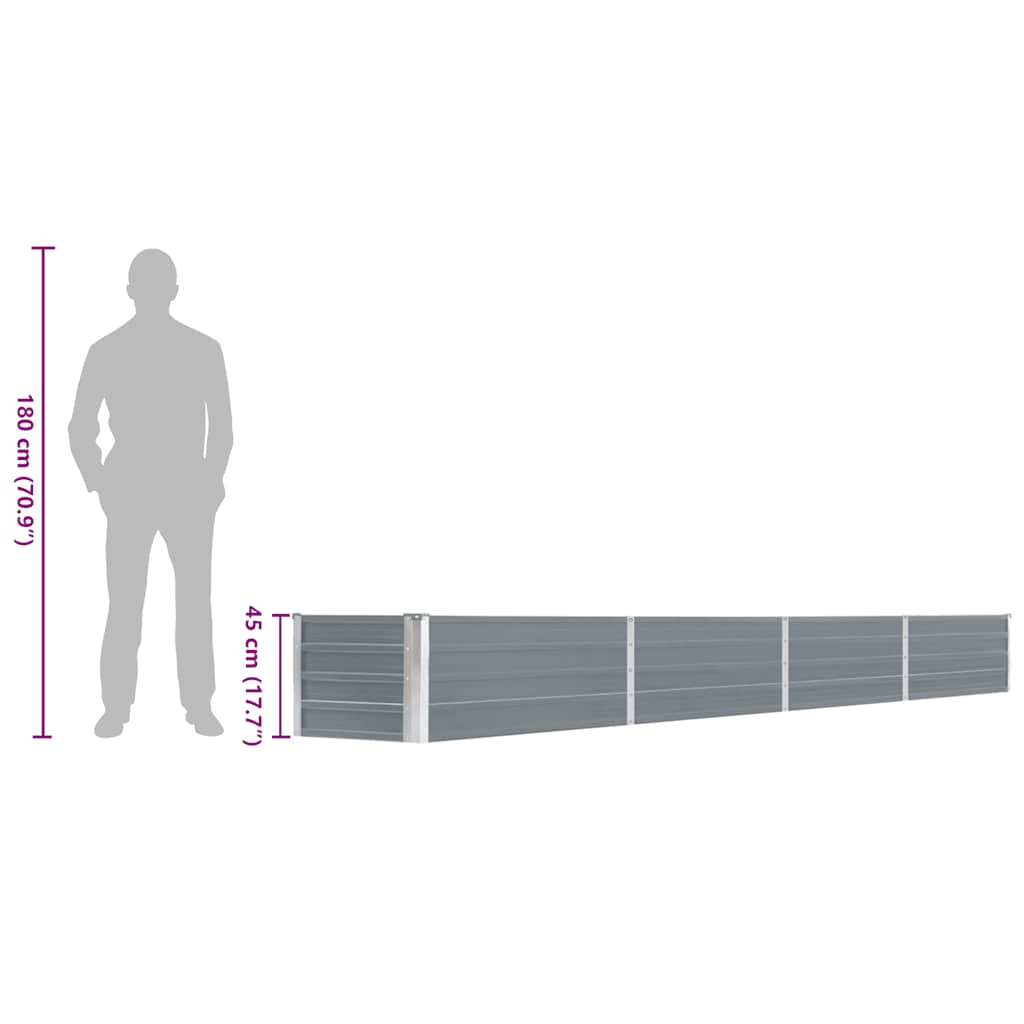 Ζαρντινιέρα Υπερυψωμένη Γκρι 320x40x45 εκ. Γαλβανισμ. Χάλυβας - Pakobazaar