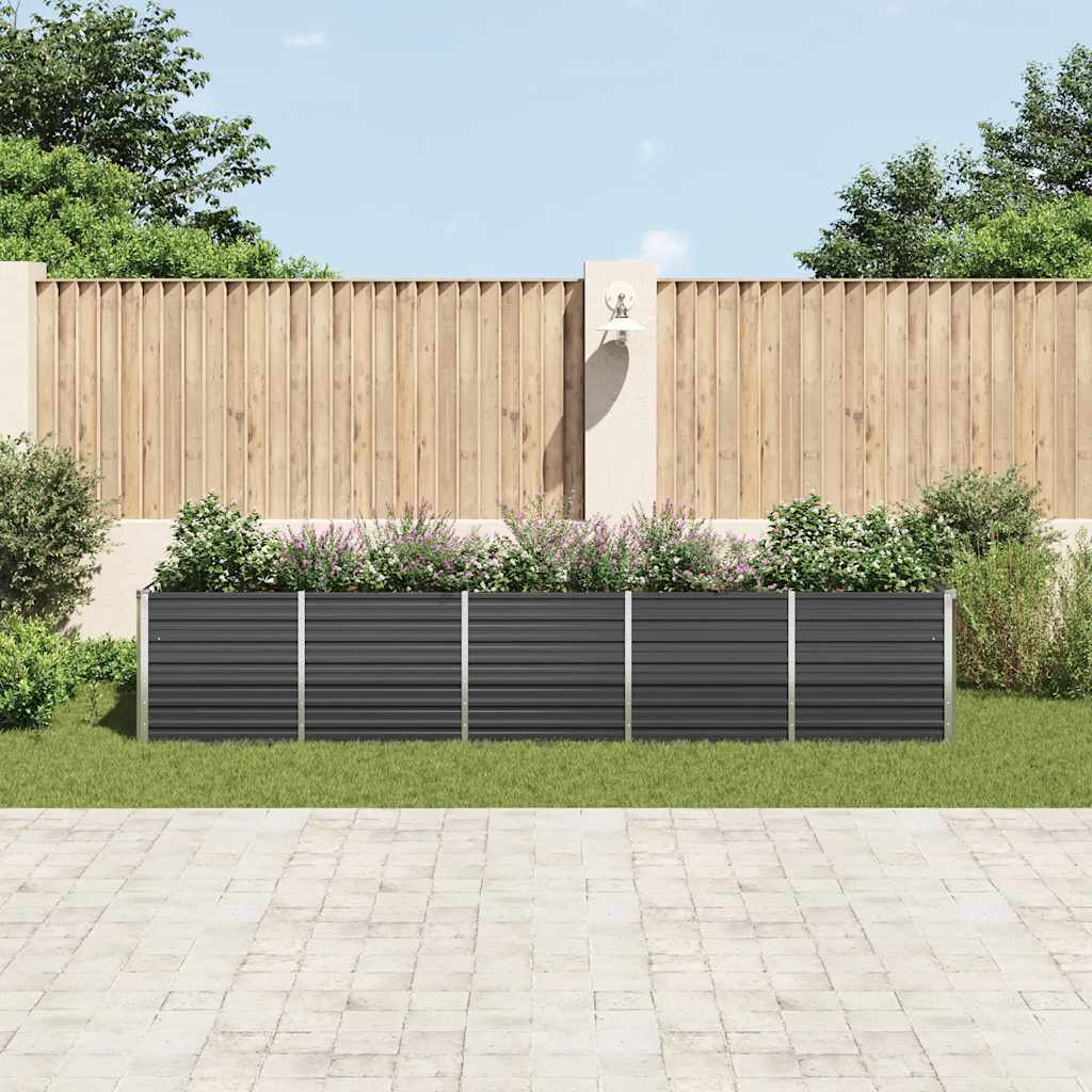 Ζαρντινιέρα Υπερυψωμένη Ανθρακί 400x80x77 εκ. Γαλβαν. Χάλυβας - Pakobazaar