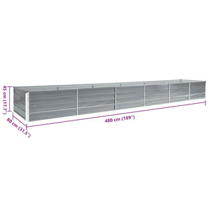 Ζαρντινιέρα Υπερυψωμένη Γκρι 480x80x45 εκ. Γαλβαν. Χάλυβας - Pakobazaar