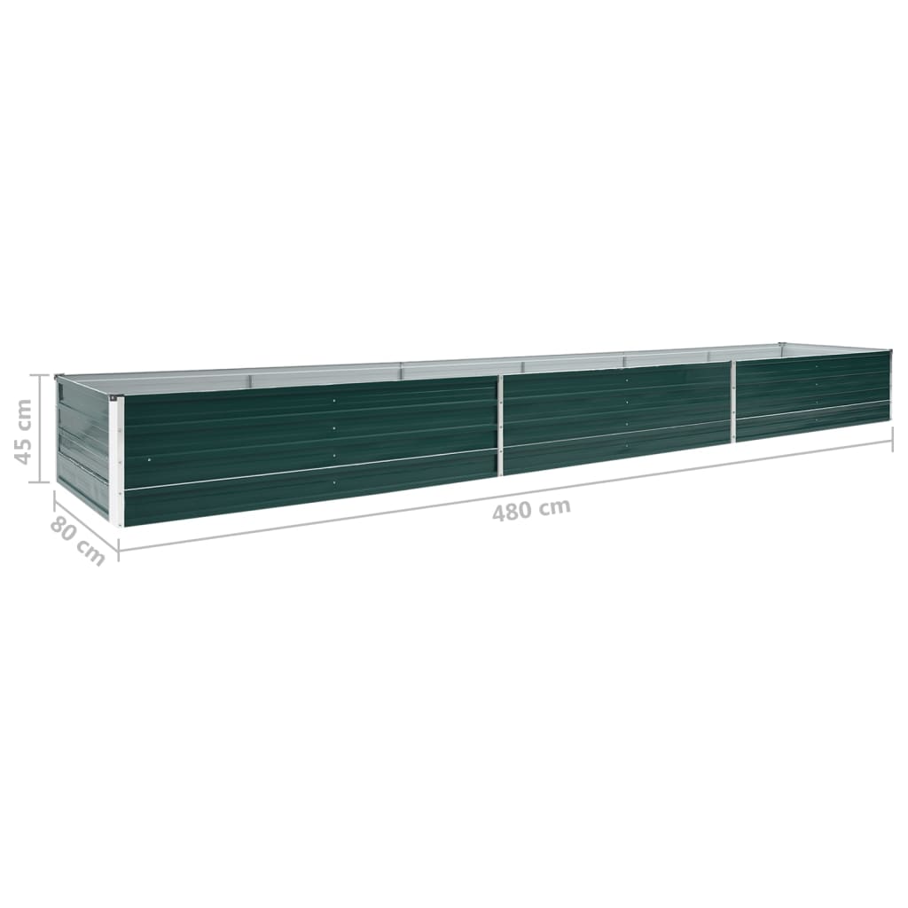 Ζαρντινιέρα Υπερυψωμένη Πράσινη 480x80x45 εκ. Γαλβαν. Χάλυβας - Pakobazaar