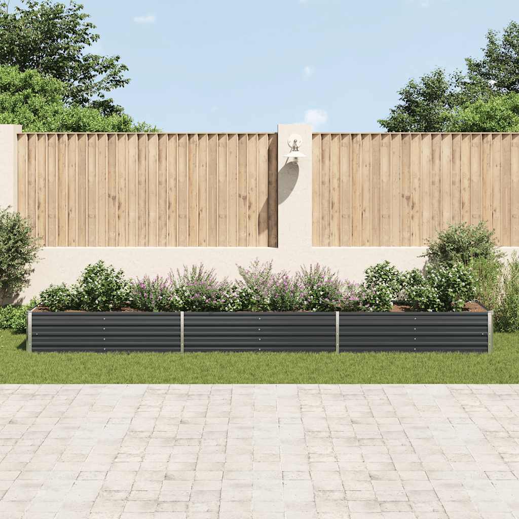 Ζαρντινιέρα Υπερυψωμένη Ανθρακί 480x80x45 εκ. Γαλβαν. Χάλυβας - Pakobazaar