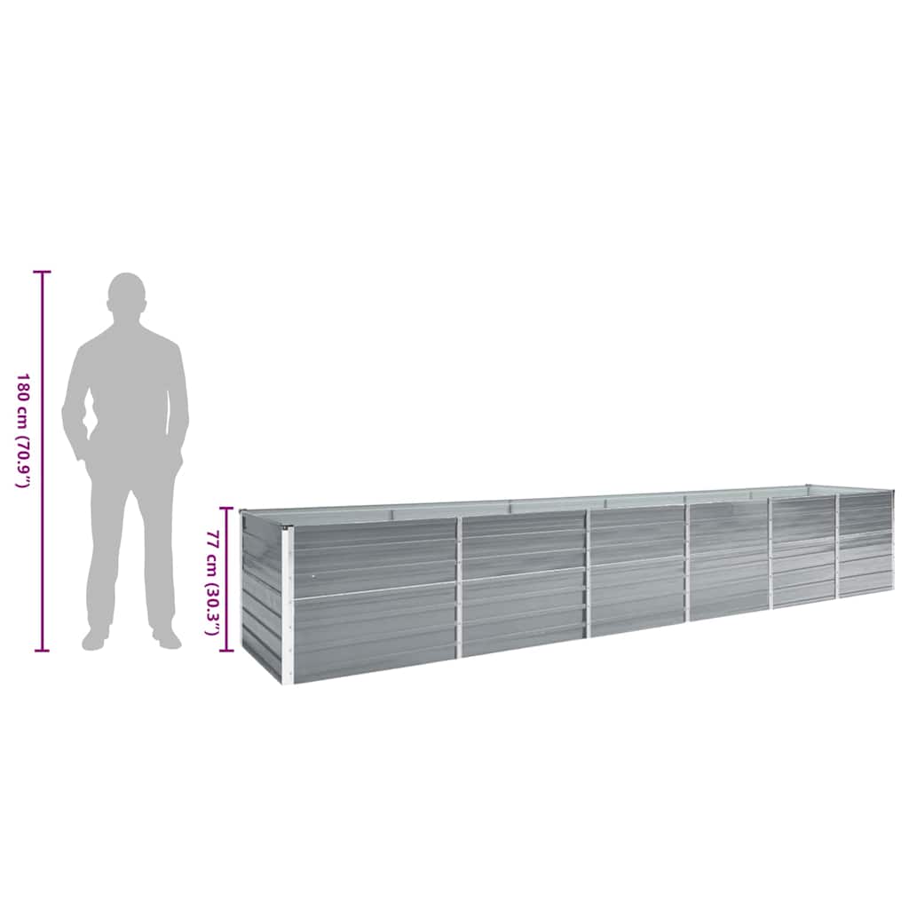 Ζαρντινιέρα Υπερυψωμένη Γκρι 480x80x77 εκ. Γαλβαν. Χάλυβας - Pakobazaar
