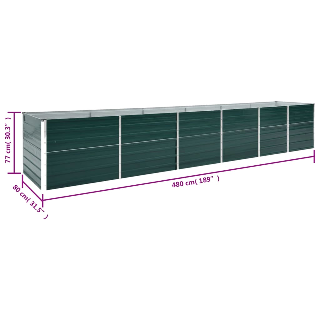 Ζαρντινιέρα Υπερυψωμένη Πράσινη 480x80x77 εκ. Γαλβαν. Χάλυβας