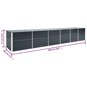 Ζαρντινιέρα Υπερυψωμένη Ανθρακί 480x80x77 εκ. Γαλβαν. Χάλυβας - Pakobazaar