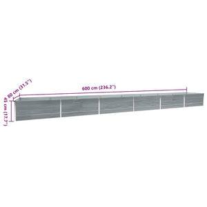 Ζαρντινιέρα Υπερυψωμένη Γκρι 600x80x45 εκ. Γαλβαν. Χάλυβας