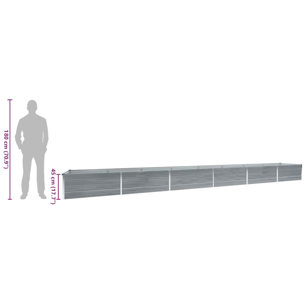 Ζαρντινιέρα Υπερυψωμένη Γκρι 600x80x45 εκ. Γαλβαν. Χάλυβας